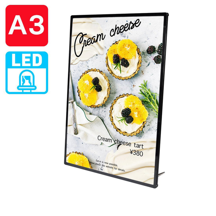 LED ポスターパネル A3 薄型 ブラック スリムライトボックス