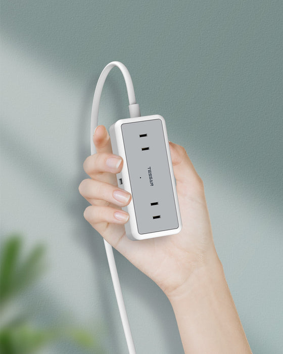 延長コード 2m 電源タップ AC 4口 USB-A 3口 TS-704 TESSAN