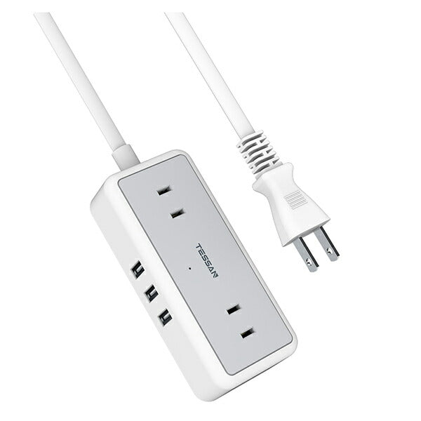 延長コード 2m 電源タップ AC 4口 USB-A 3口 TS-704 TESSAN