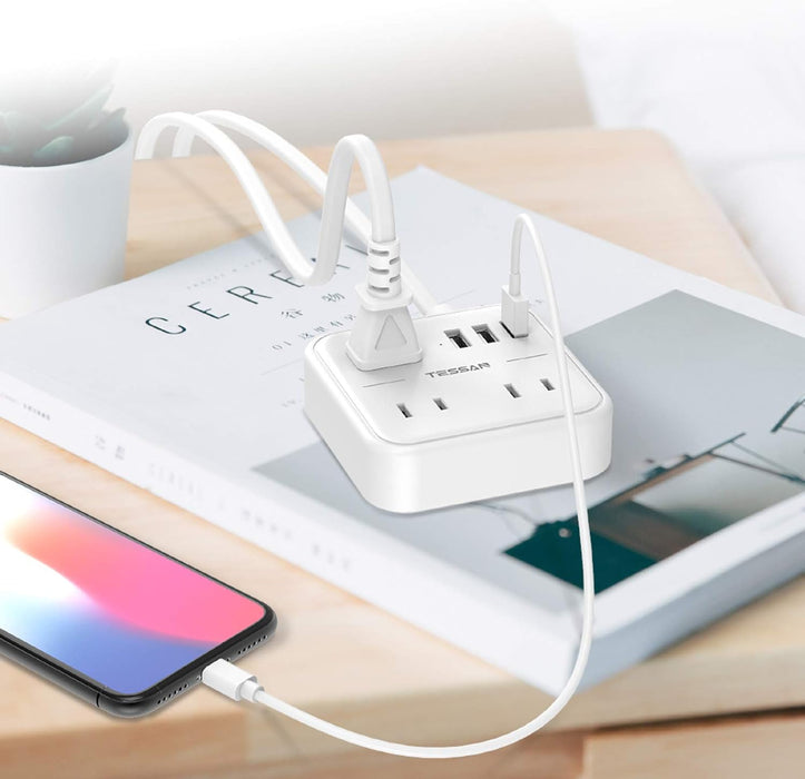 延長コード 3m 電源タップ AC 3口 USB-A 3口 TS-103 TESSAN