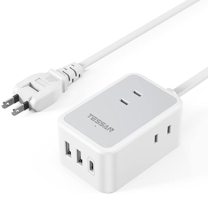 延長コード 2m 電源タップ AC 3口 USB-A 2口 USB-C 1口 TS-708-C TESSAN