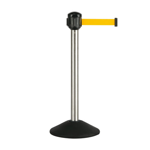 ベルトパーテーション 〈2台入〉ポールシルバー / ベルト5.0m(黄)